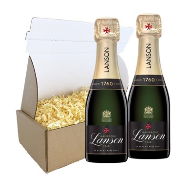 Mini Lanson Le Black Label Champagne 20cl Duo Postal Box